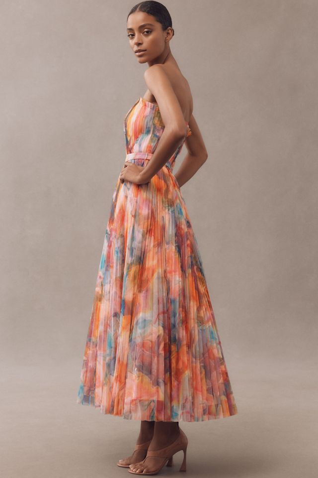 Hutch Strapless Belted Chiffon Floral Maxi Dress #3