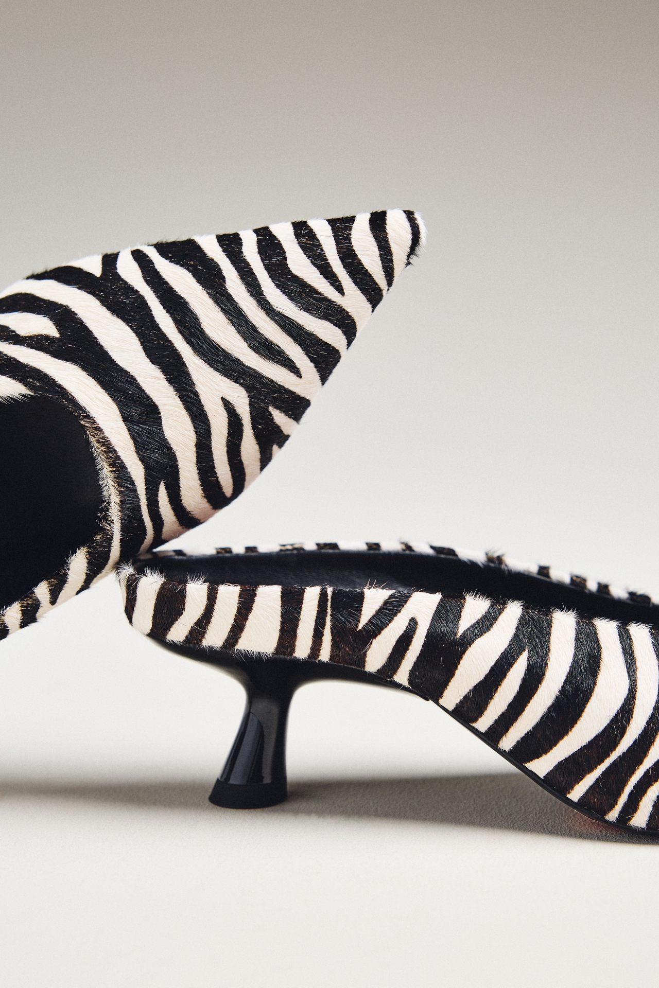 SIMONMILLER Gala Mule Calf-Hair Kitten Heels