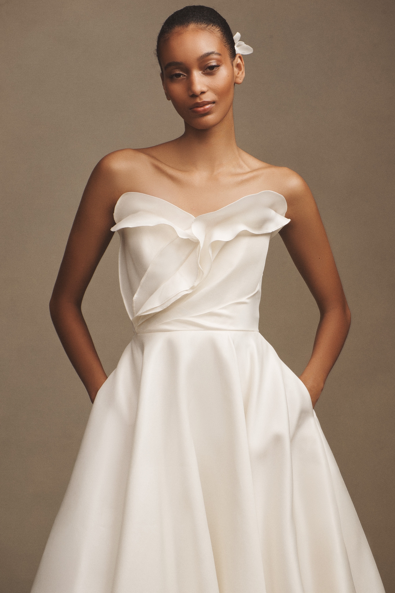 Jenny Yoo Celine Taffeta Strapless A-Line Wedding Gown