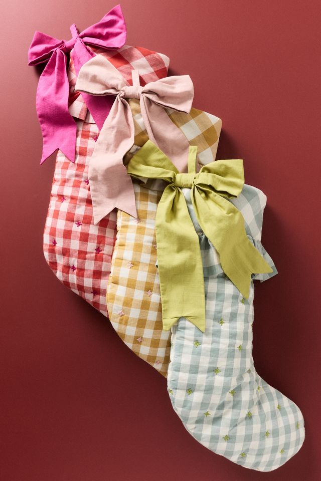 Gingham Bow Stocking #1
