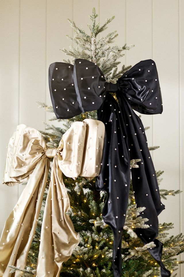 Pearled Satin Bow Tree Topper #3