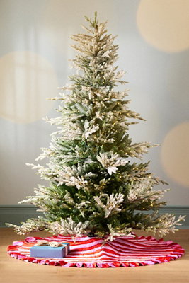 Anthropologie Ruffled Stripe Tree Skirt In Pink