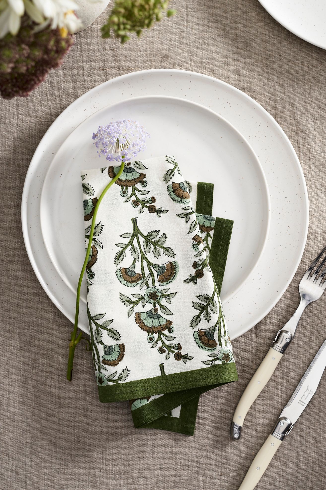 Calla Cotton Napkins, Set of 4 - Green, Standard, One Size