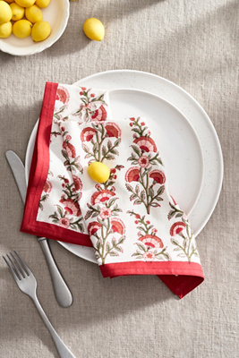Terrain Calla Cotton Napkins, Set Of 4 In Red