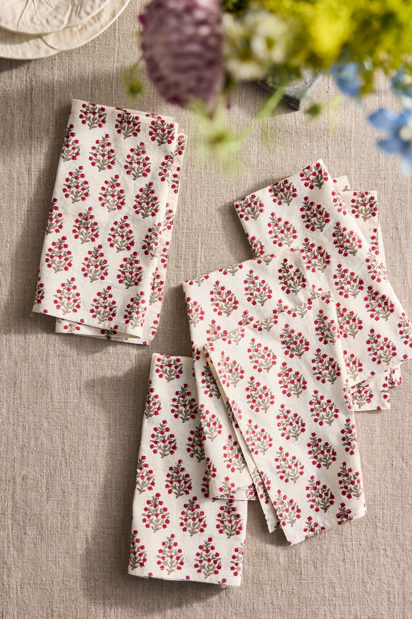 Samira Cotton Napkins, Set of 4 Red - Red, Standard, One Size