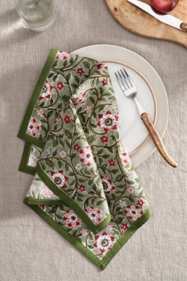 Terrain Roja Cotton Napkins, Set Of 4 Green In Green