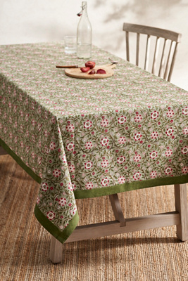 Terrain Roja Cotton Tablecloth, Extra Large Green In Green