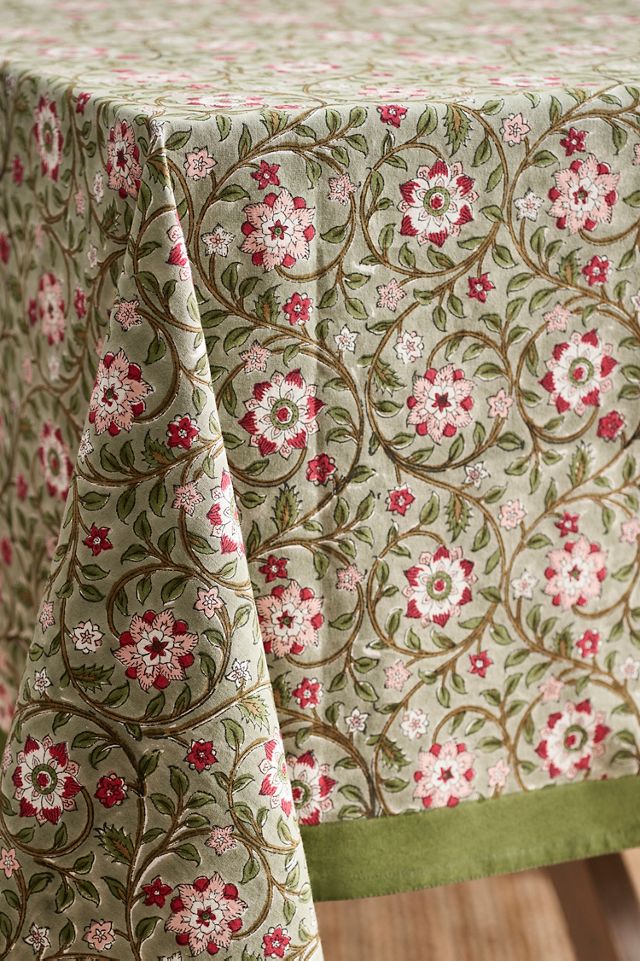 Roja Cotton Tablecloth, Extra Large Green #1