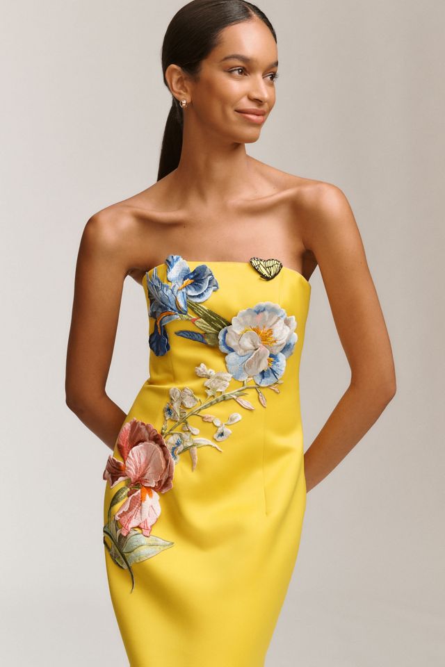 LEO LIN Rayna Appliqué Floral Strapless Maxi Dress #3