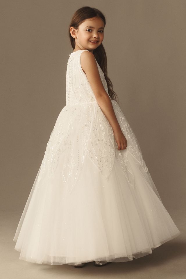 Princess Daliana Crystal Petal Sequin Flower Girl Dress #2
