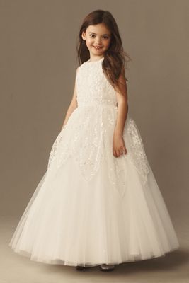Princess Daliana Crystal Petal Sequin Flower Girl Dress