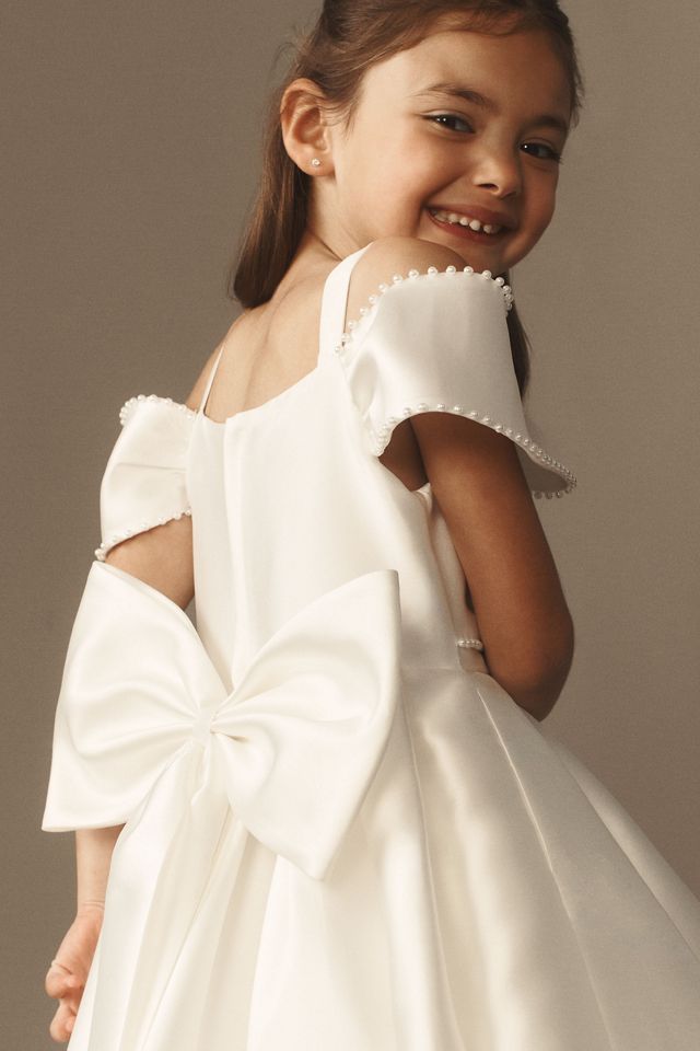 Princess Daliana Eliza Pearl Bow Princess Flower Girl Dress #3
