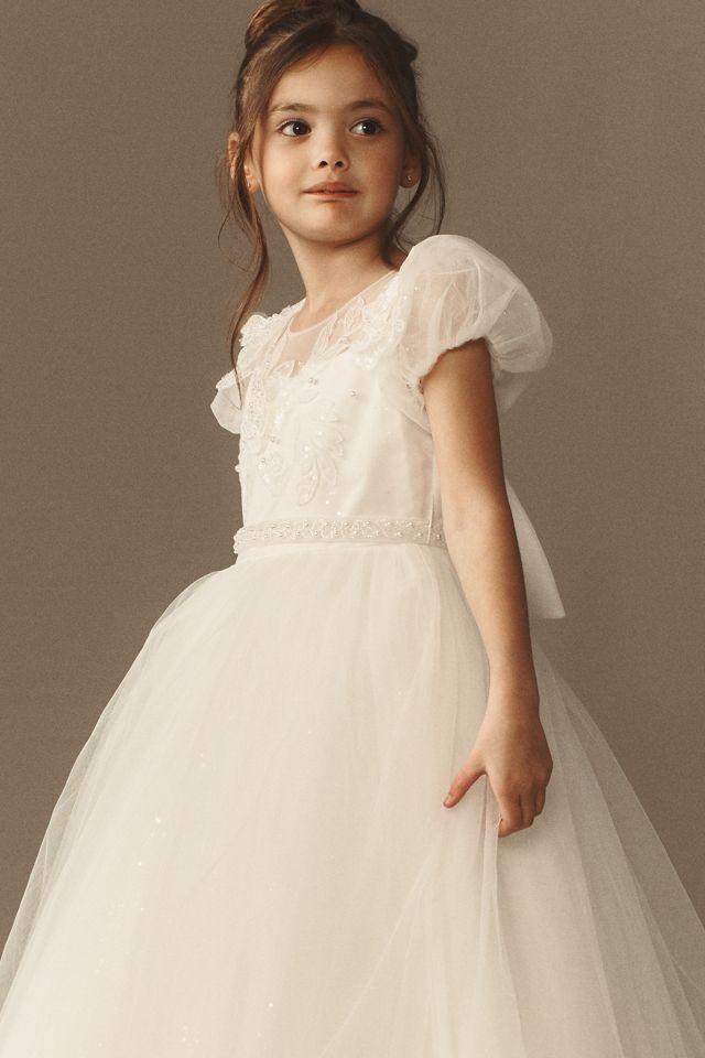 Princess Daliana Penelope Tulle Snowflake Sequin Flower Girl Dress #1