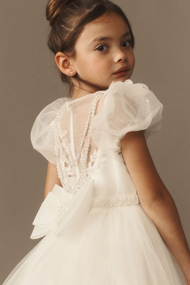 Princess Daliana Penelope Tulle Snowflake Sequin Flower Girl Dress #3