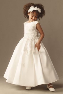 Princess Daliana Margot 3D Flower Luxe Pearl Satin Flower Girl Dress