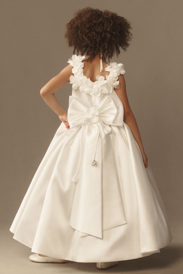 Princess Daliana Daisy Satin Floral Appliqué Flower Girl Dress
