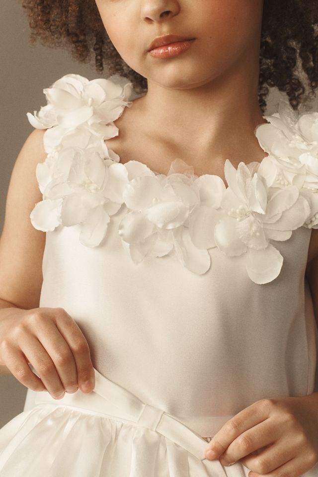 Princess Daliana Daisy Satin Floral Appliqué Flower Girl Dress #3