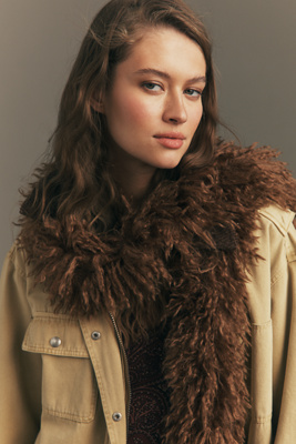 Anna Sui Faux-fur Scarf In Brown