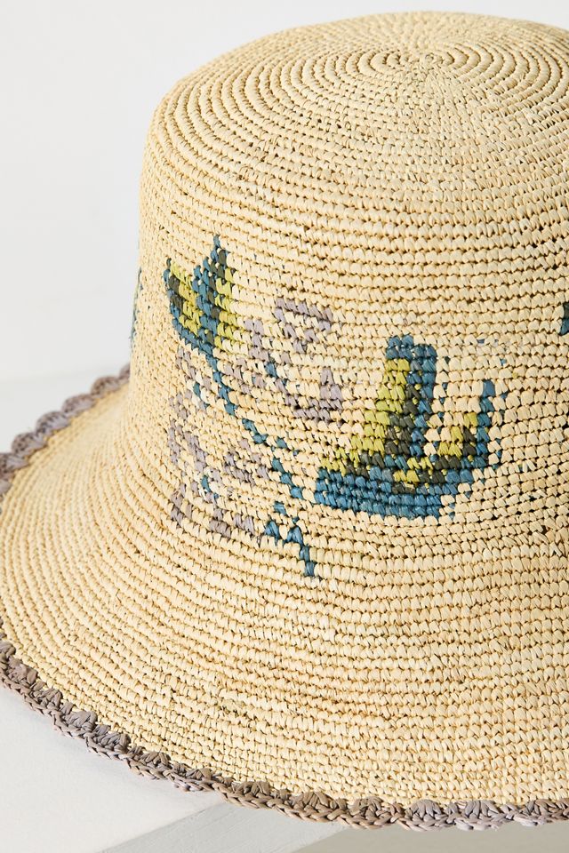 Freya Calla Embroidered Straw Bucket Hat #2