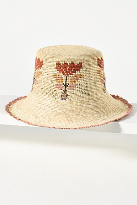 Freya Fleur Floral Straw Bucket Hat