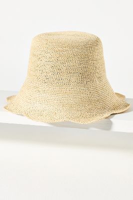 Freya Scallop Crochet Straw Bucket Hat