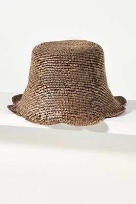 Freya Scallop Crochet Straw Bucket Hat