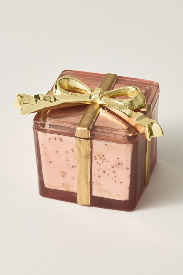 Floral Sugared Poinsettia Boxed Glass Candle #2