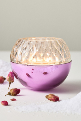 Anthropologie Glass Ornament Fruity Rosé Spritz Glass Candle In Multi