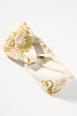 By Anthropologie Boho Print Twist Headband In Yellow