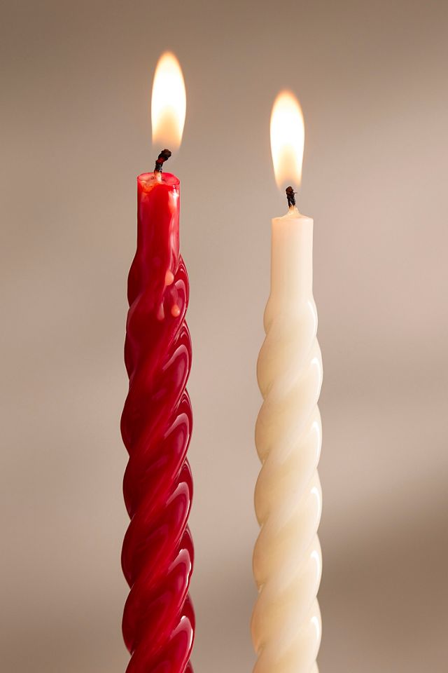 Unscented Spiral Taper Candles, Set of 6 Candy Cane #1