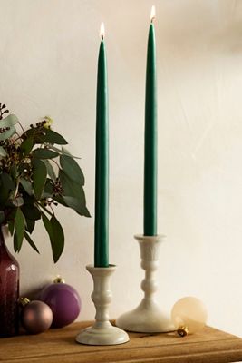 Unscented Tall Taper Candle Set, Evergreen