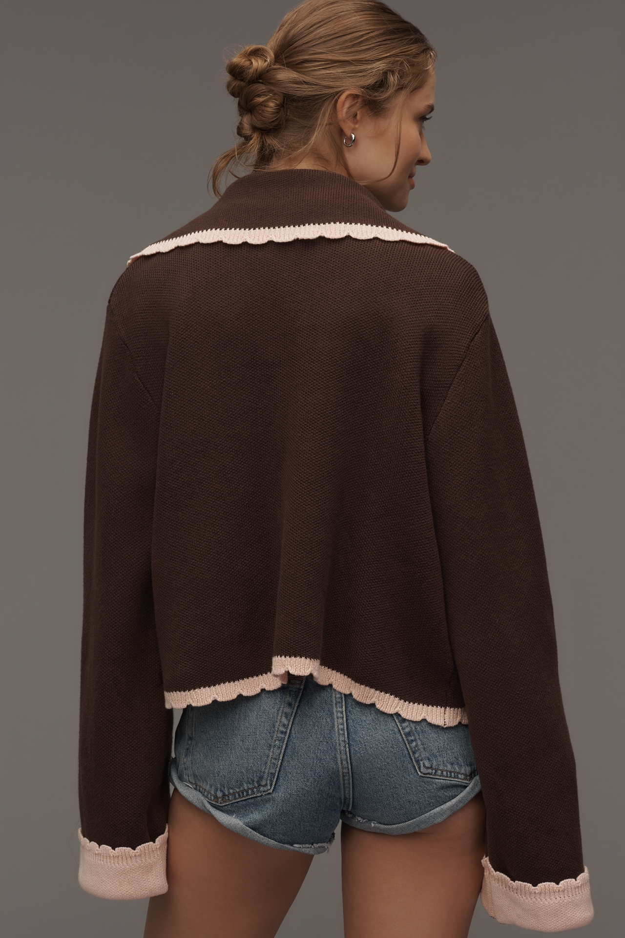 FRNCH x Anthropologie Scallop-Collar Cardigan Sweater