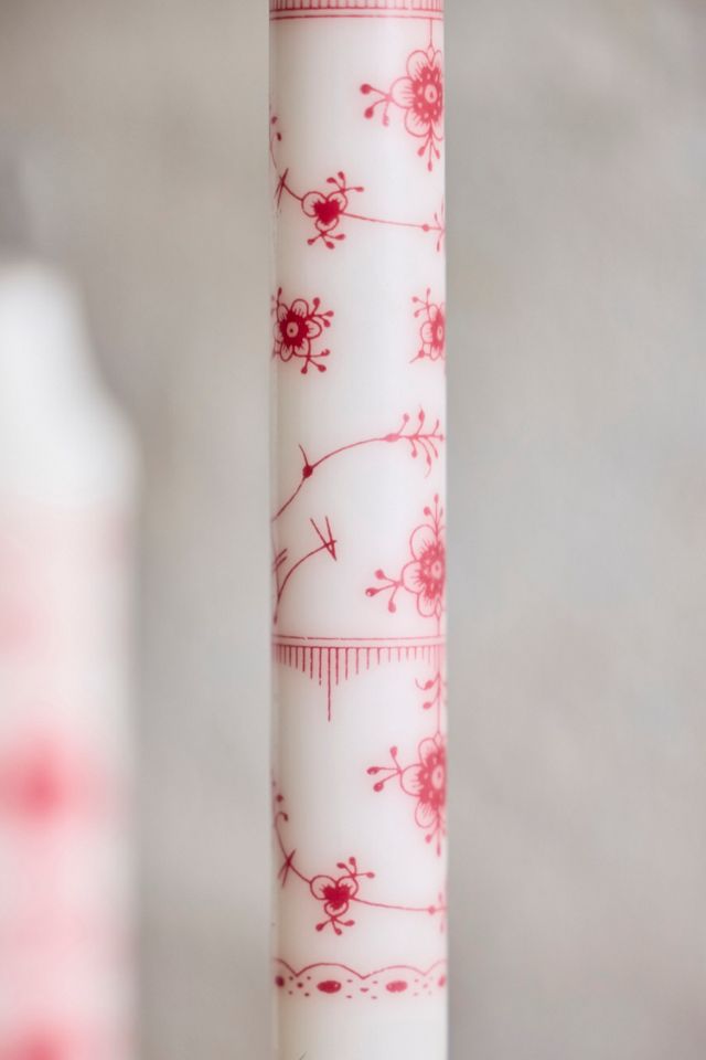Danish Floral Tapers, Set of 4 Red #1