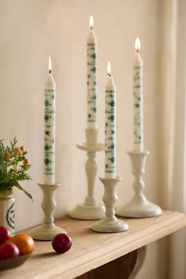 Terrain Danish Floral Tapers, Set Of 4 Green