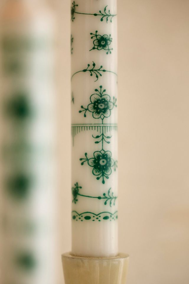 Danish Floral Tapers, Set of 4 Green #1