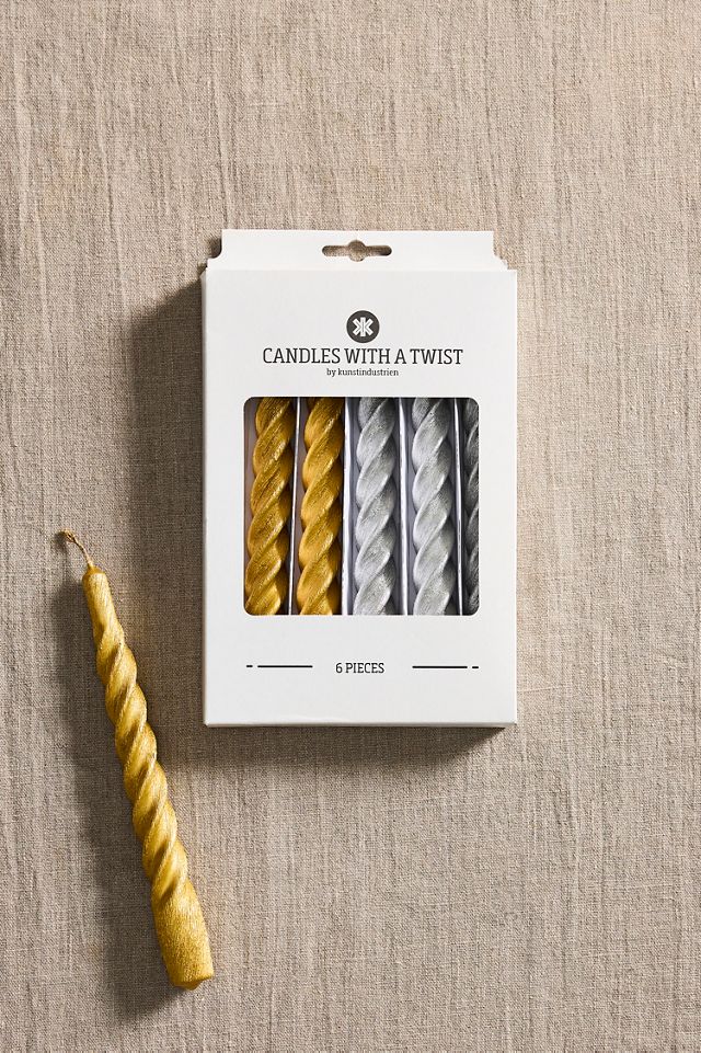 Unscented Spiral Taper Candles, Set of 6 Metallic #3