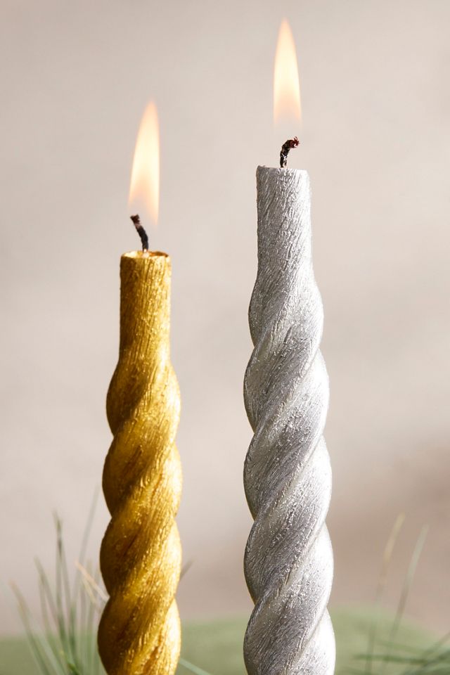 Unscented Spiral Taper Candles, Set of 6 Metallic #1