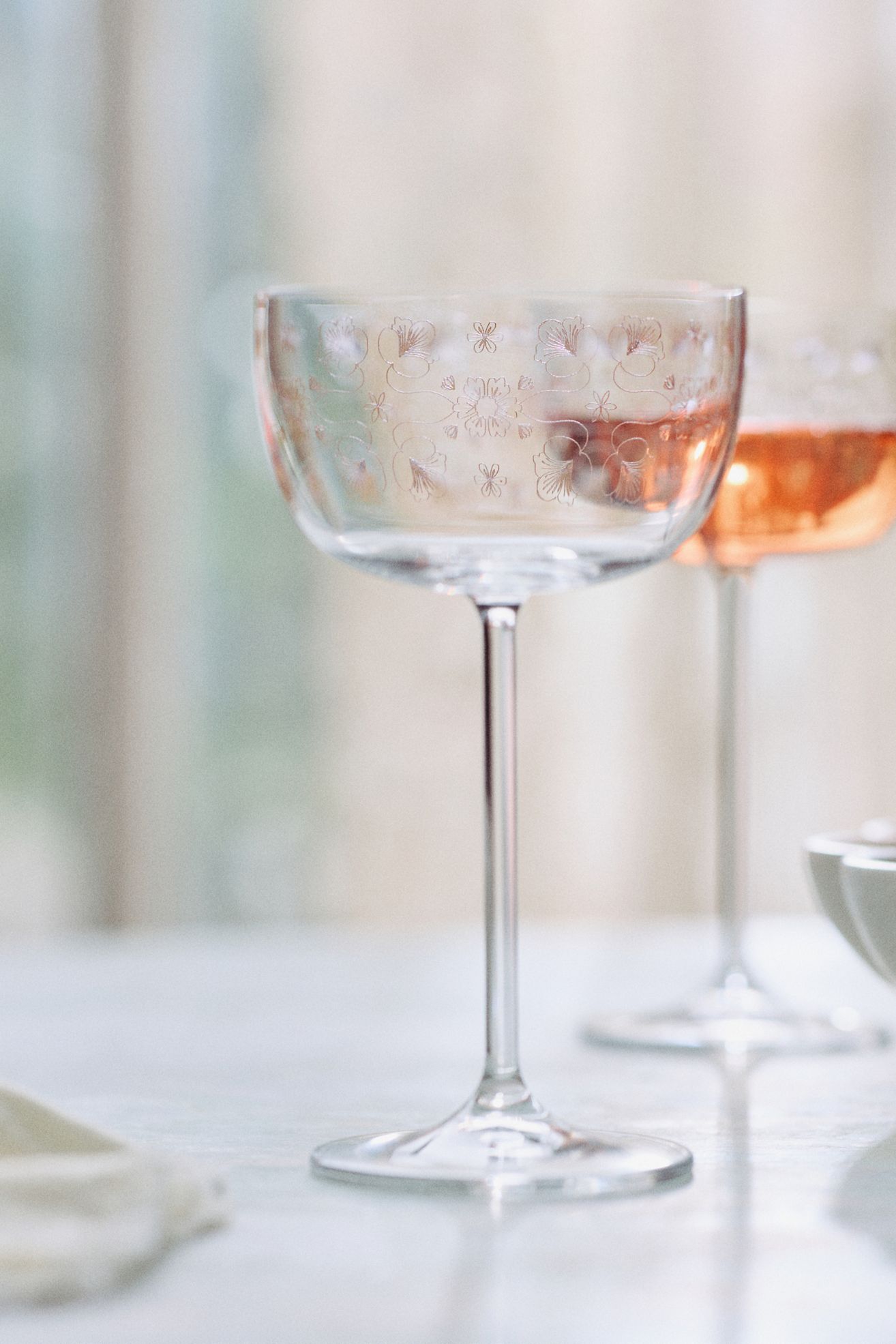 Flora Coupe Glasses, Set of 4 - Gold, Standard, Set Of 4