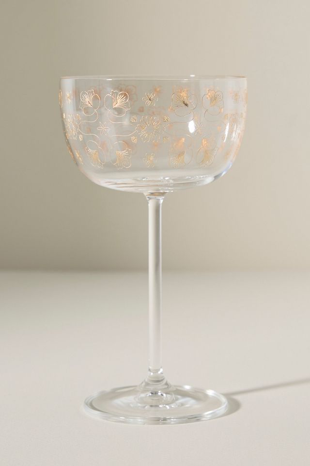 Flora 24k Gold Accent Coupe Glasses, Set of 4 #1