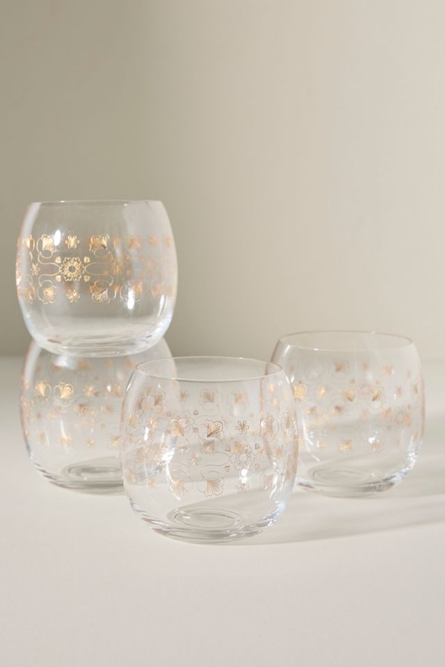 Floral 24k Gold Accent Wine Glasses, Set of 4 #3
