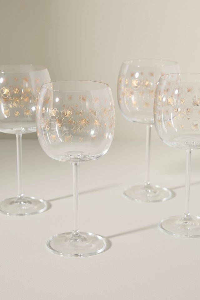 Flora 24k Gold Accent Wine Glasses, Set of 4 #3