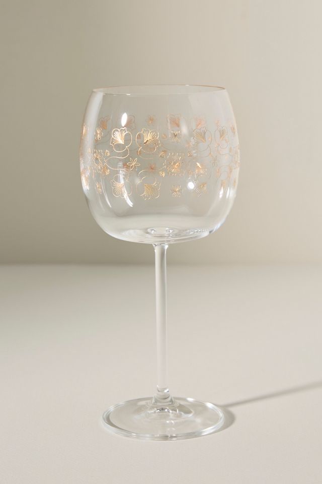 Flora 24k Gold Accent Wine Glasses, Set of 4 #1