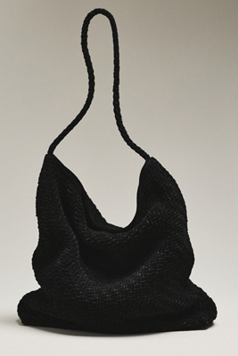 Bembien Sera Woven Suede Slouchy Tote Bag In Black