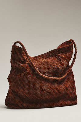 Bembien Sera Woven Suede Slouchy Tote Bag In Brown