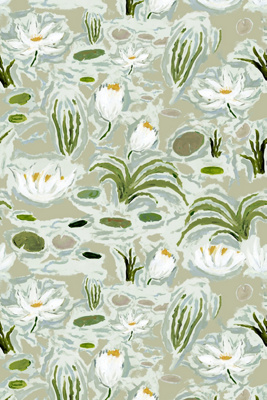 Anthropologie Waterlilies Floral Peel-and-stick Wallpaper