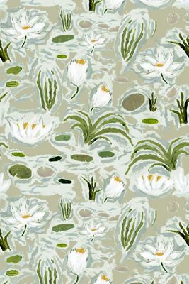 Waterlilies Floral Peel-and-Stick Wallpaper