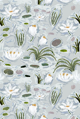 Anthropologie Waterlilies Floral Peel-and-stick Wallpaper