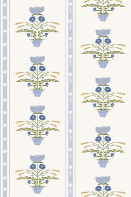 Anthropologie Lotus Garden Floral Peel-and-stick Wallpaper In Blue