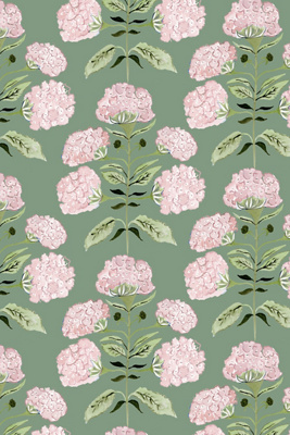 Anthropologie Hydrangea Bloom Floral Peel-and-stick Wallpaper In Green