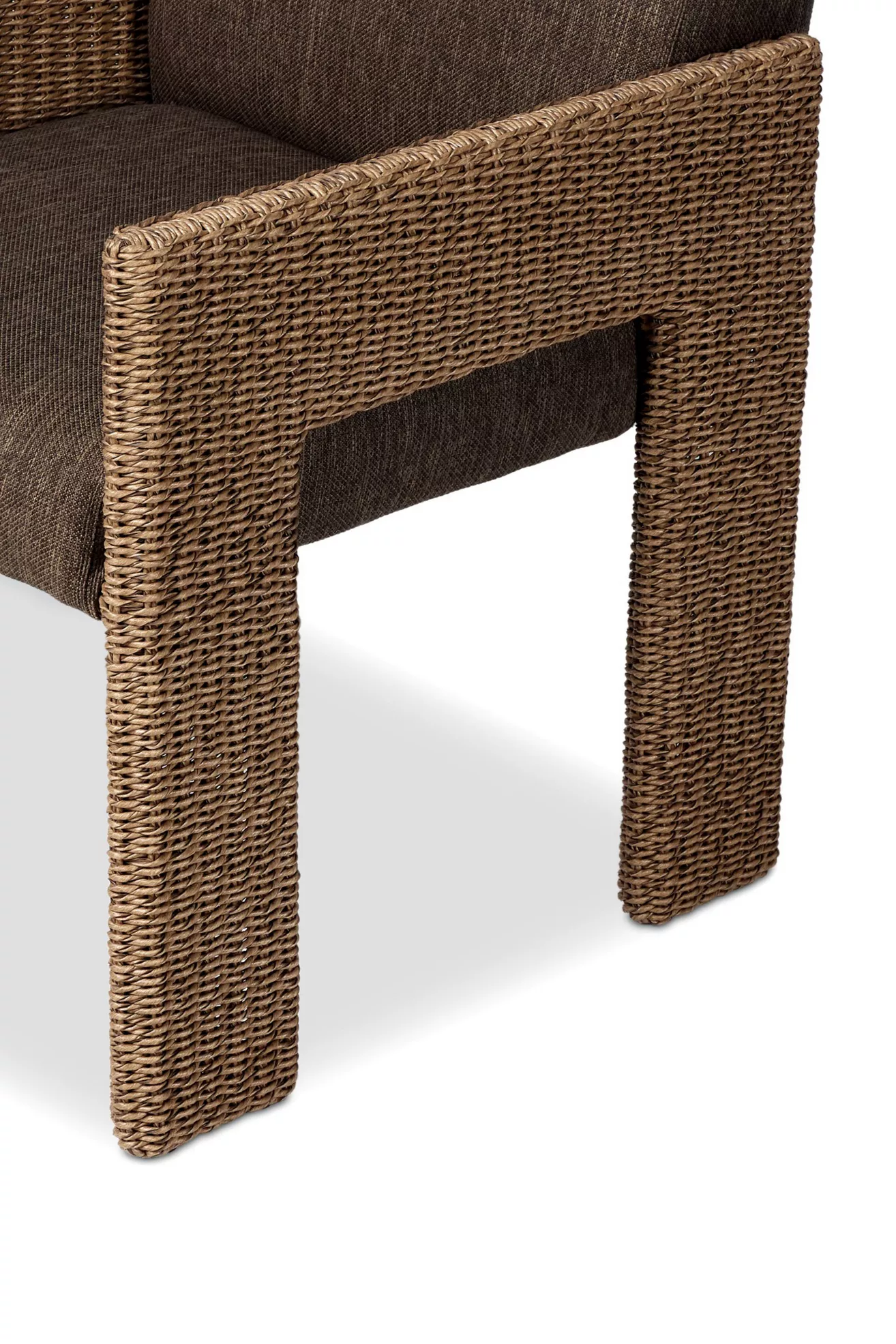 Close-up of woven leg and corner